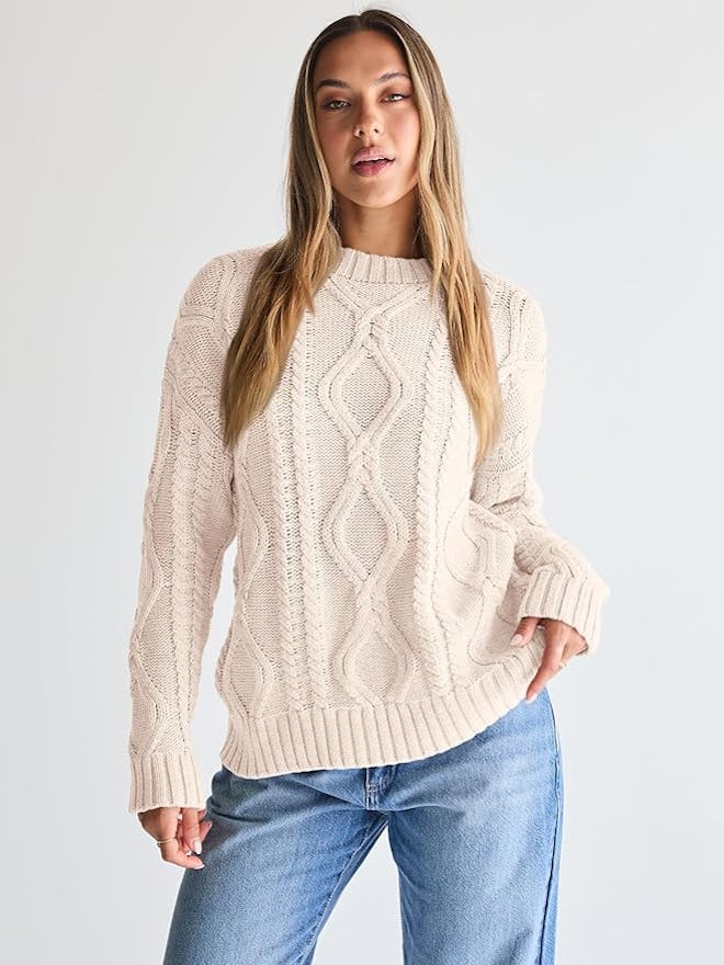 Trendy Queen Oversized Cable-Knit Sweater