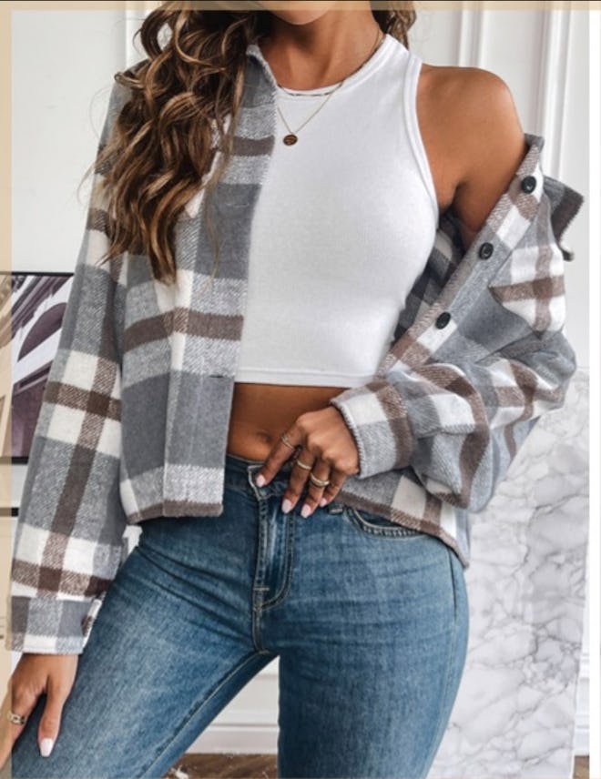 Zeagoo Cropped Flannel Shacket