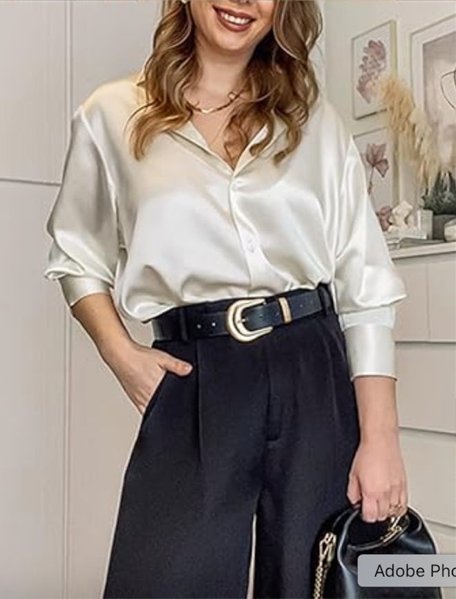 HOTOUCH Satin Button-Down Shirt
