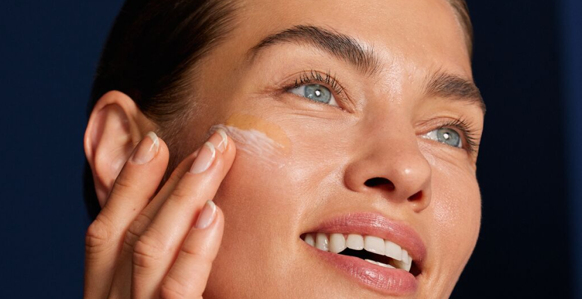 Woman using skincare
